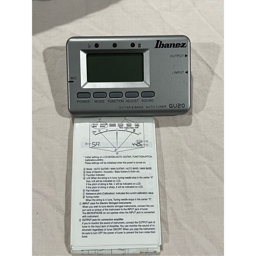 Ibanez GU20 Guitar & Bass Auto Tuner w/ Manual & Carry Case - Vintage Working